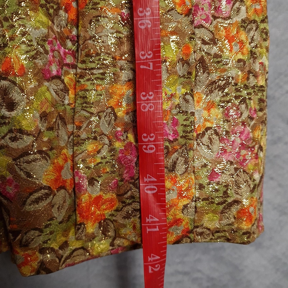 Vintage Suzy Perette Dress Womens Small Floral Metallic Jacquard Fit Flare 60s - Picture 16 of 16